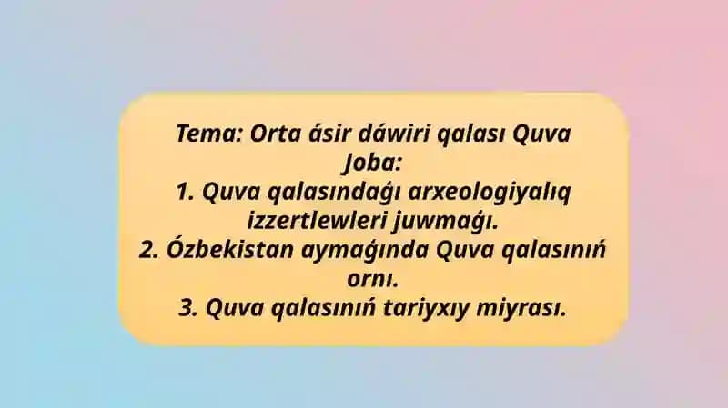Orta ásir dáwiri qalası Quva