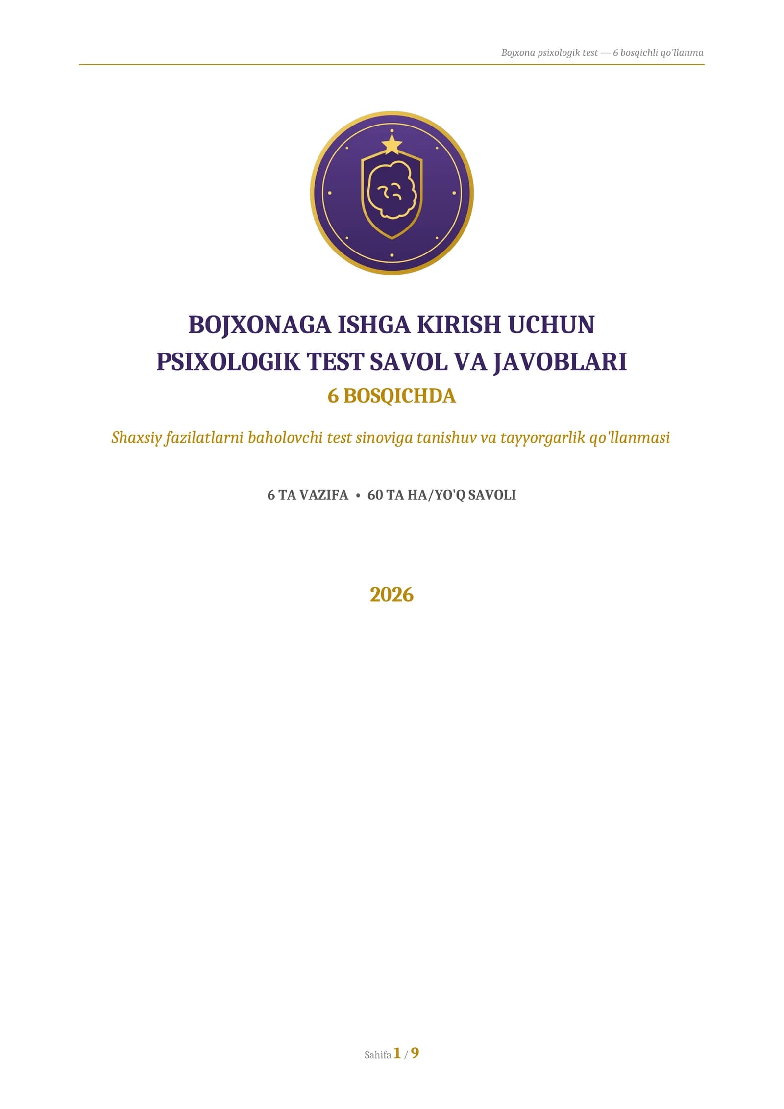 Bojxona psixologik testlar