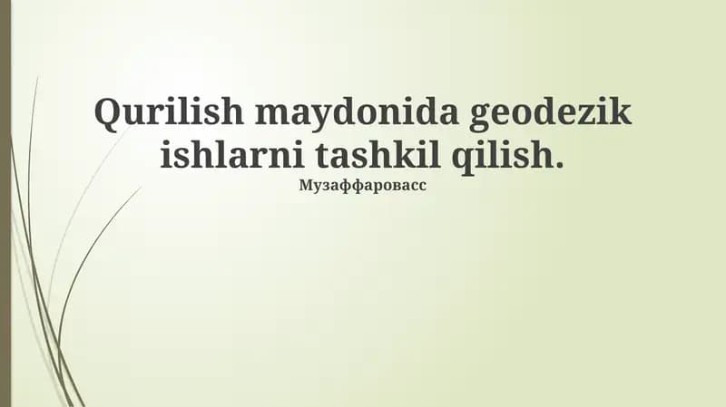 Geodezik ishlarni bajarish