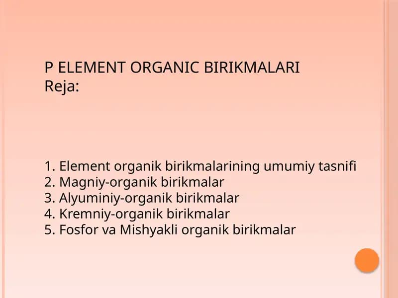Element Organik Birikmalari