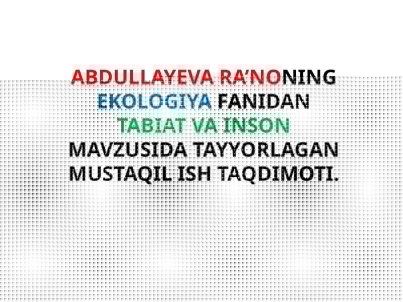 Inson va Tabiat