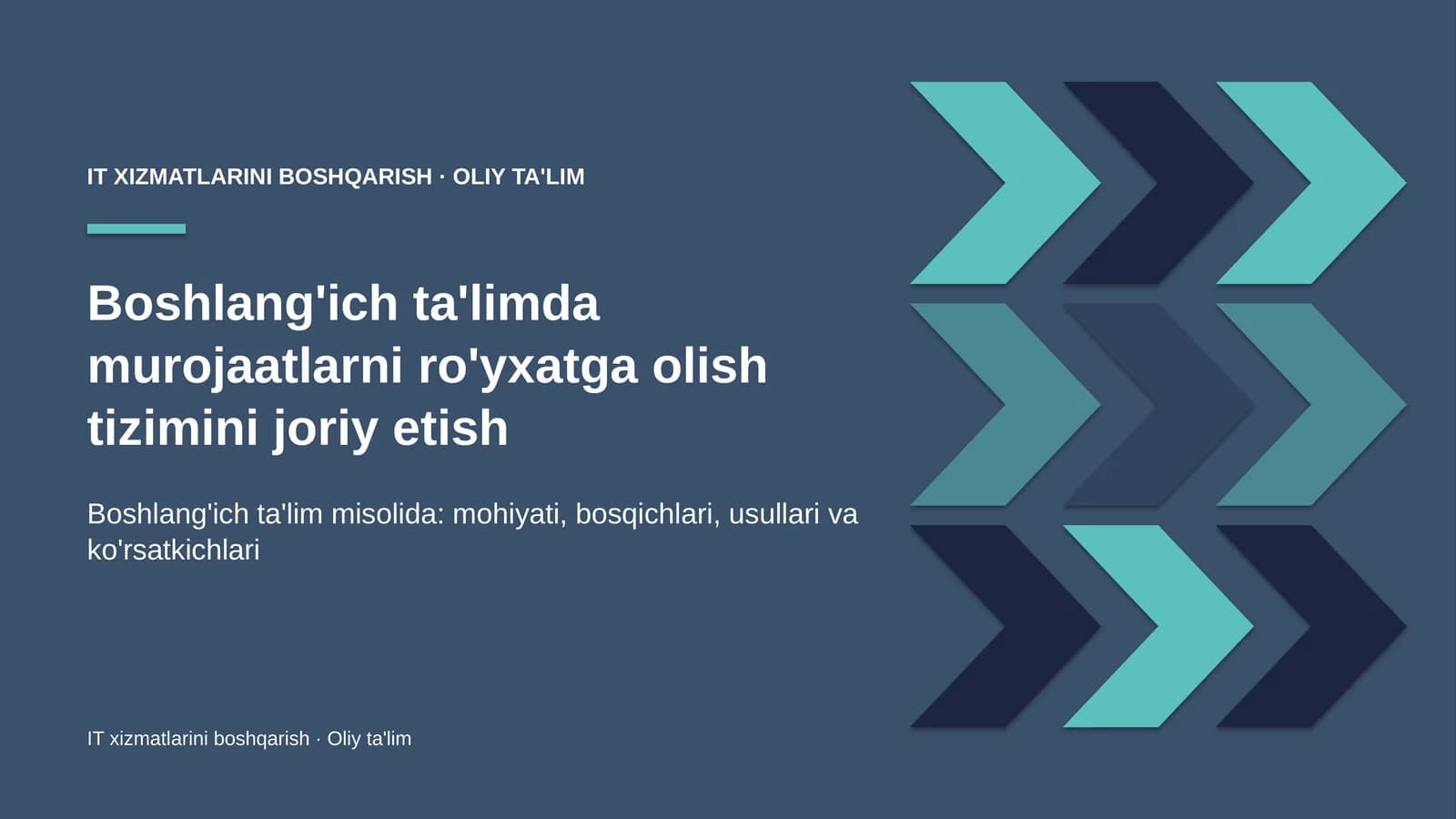 IT xizmatlarini boshqarish · Oliy ta'lim