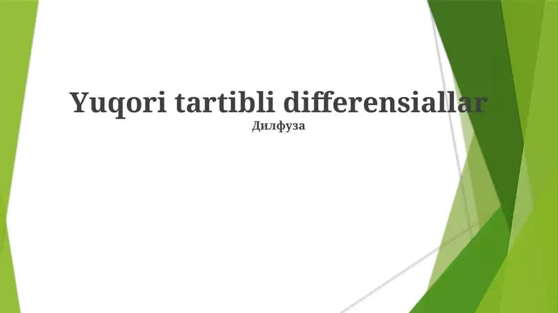 Yuqori tartibli differensiallar