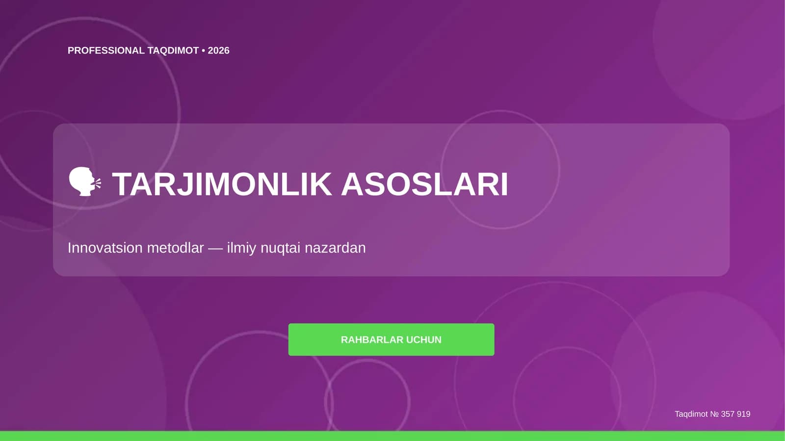 TARJIMONLIK ASOSLARI