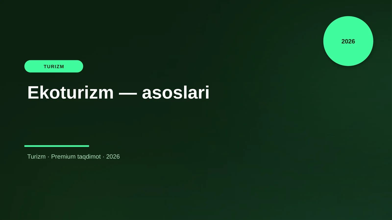 Ekoturizm — asoslari