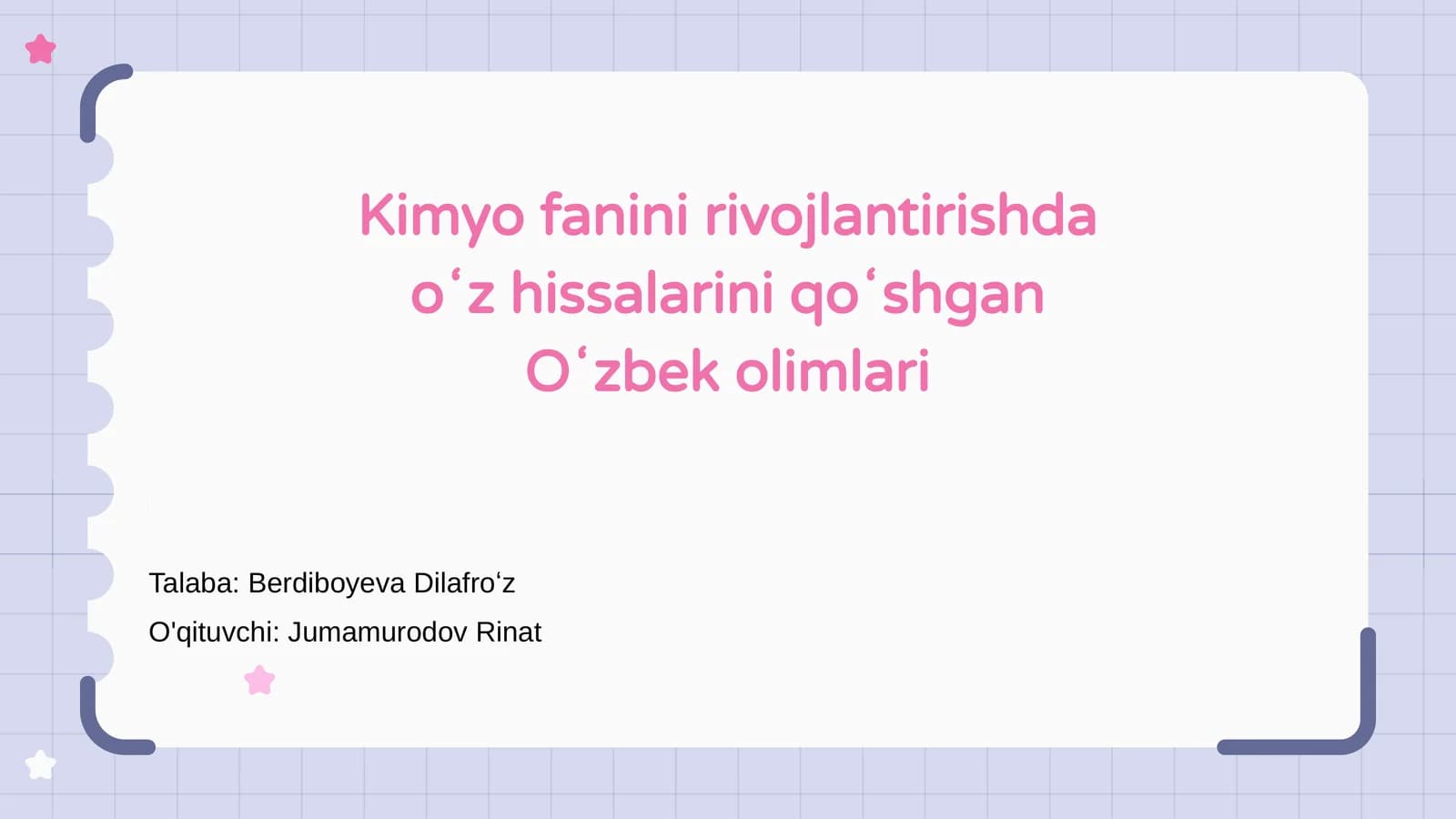 O'zbek olimlari kimyo sohasidagi ilk yutuqlari