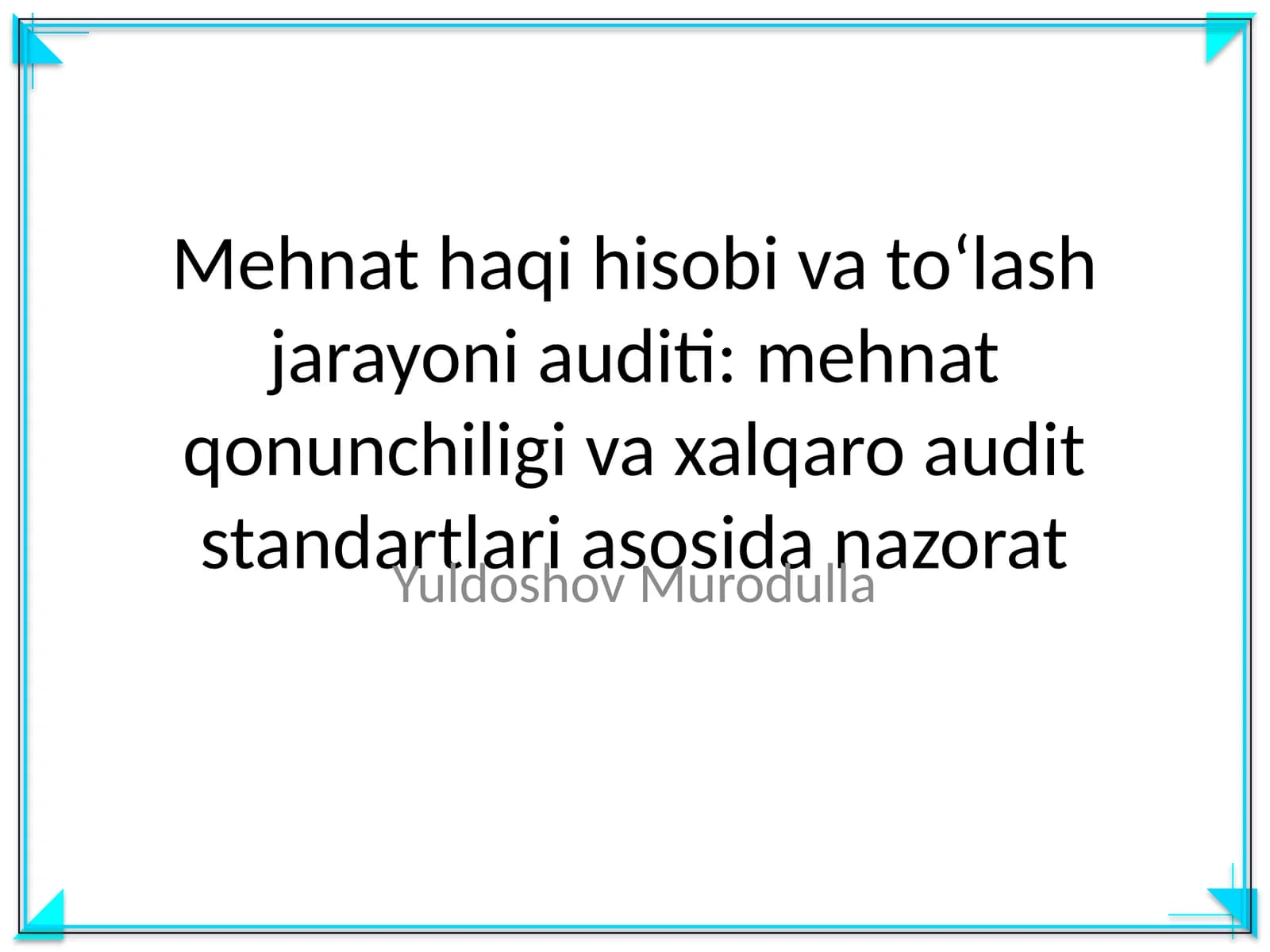 Mehnat haqi hisobi va toʻlash jarayoni auditi