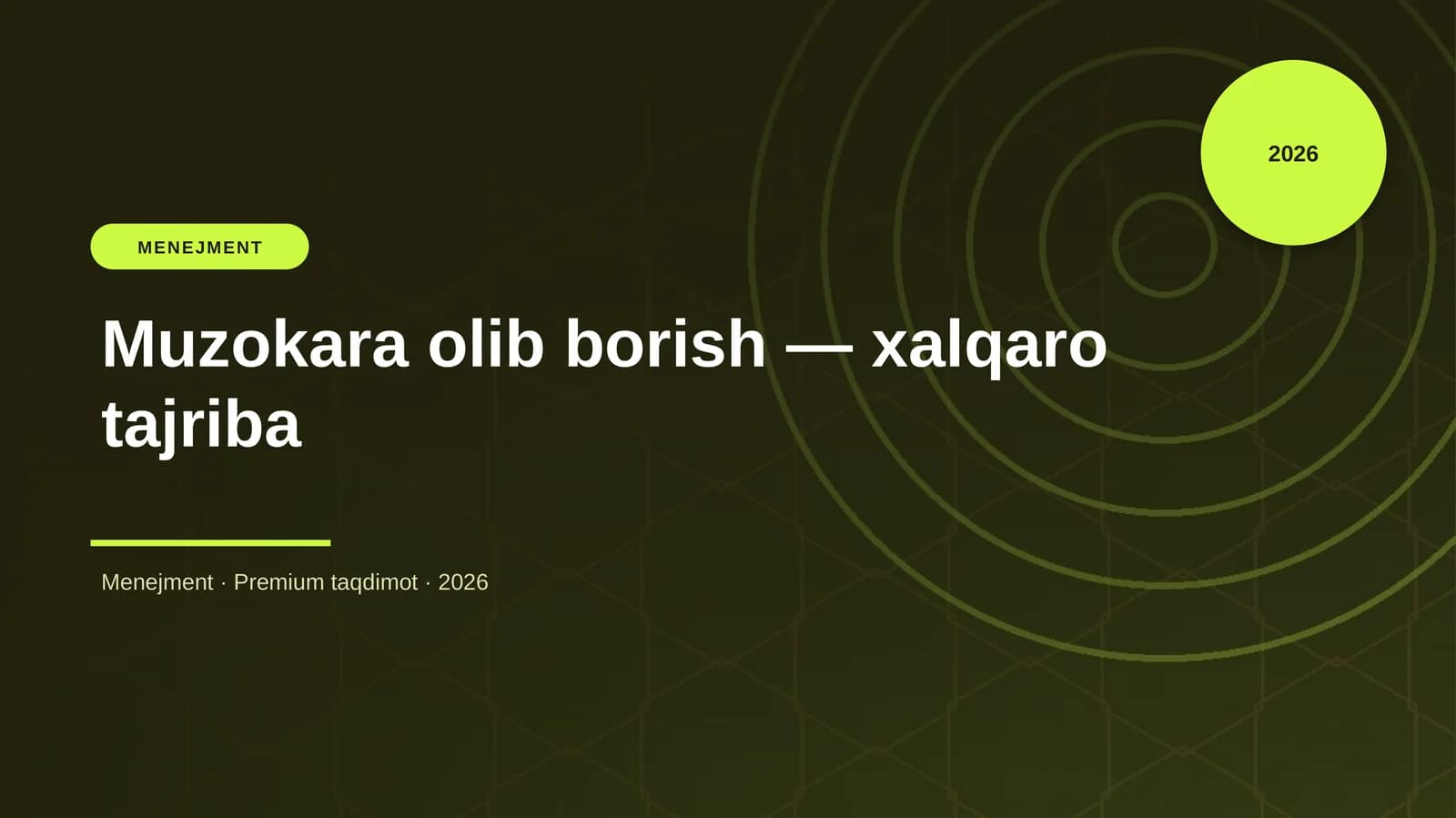 Muzokara olib borish — xalqaro tajriba