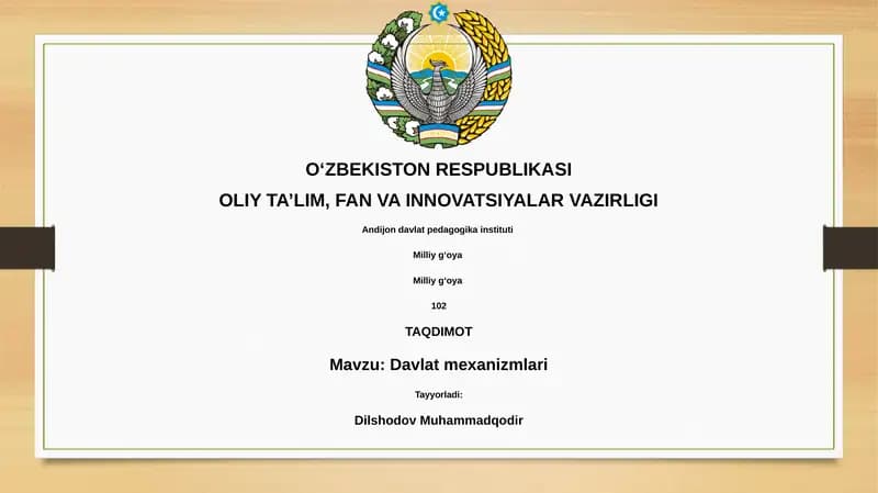 Davlat Mexanizmlari