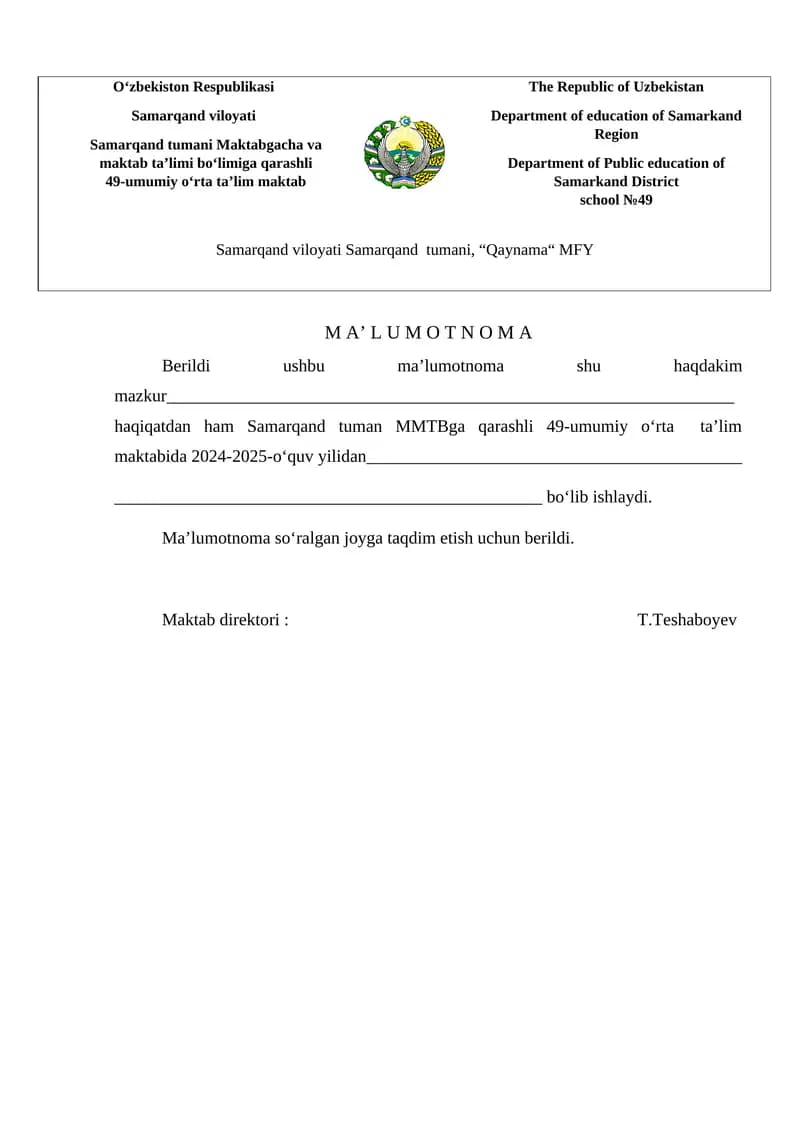 Ma'lumotnoma