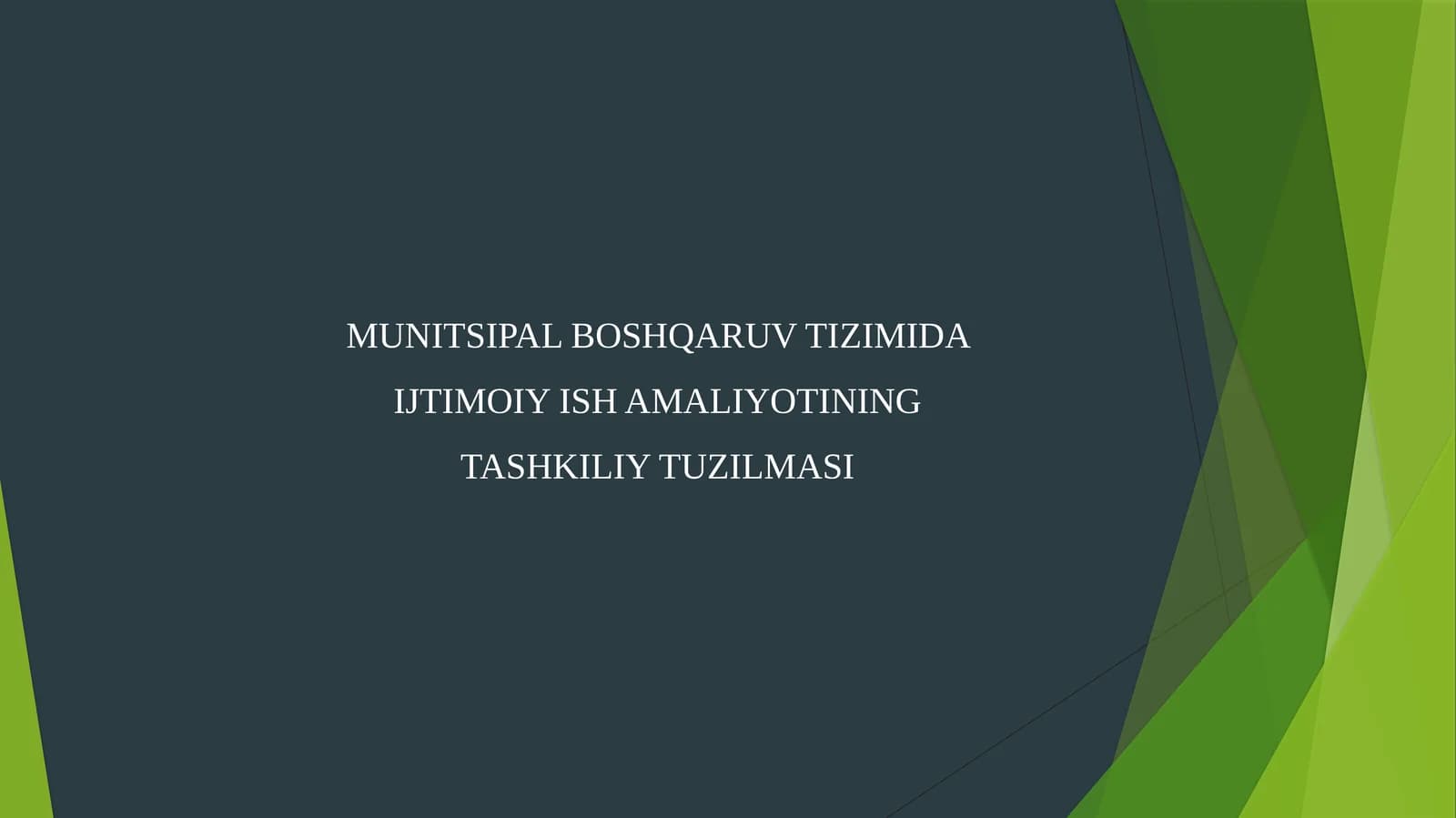 Munitsipal boshqaruv tizimida ijtimoiy ish amaliyotining tashkiliy tuzilmasi