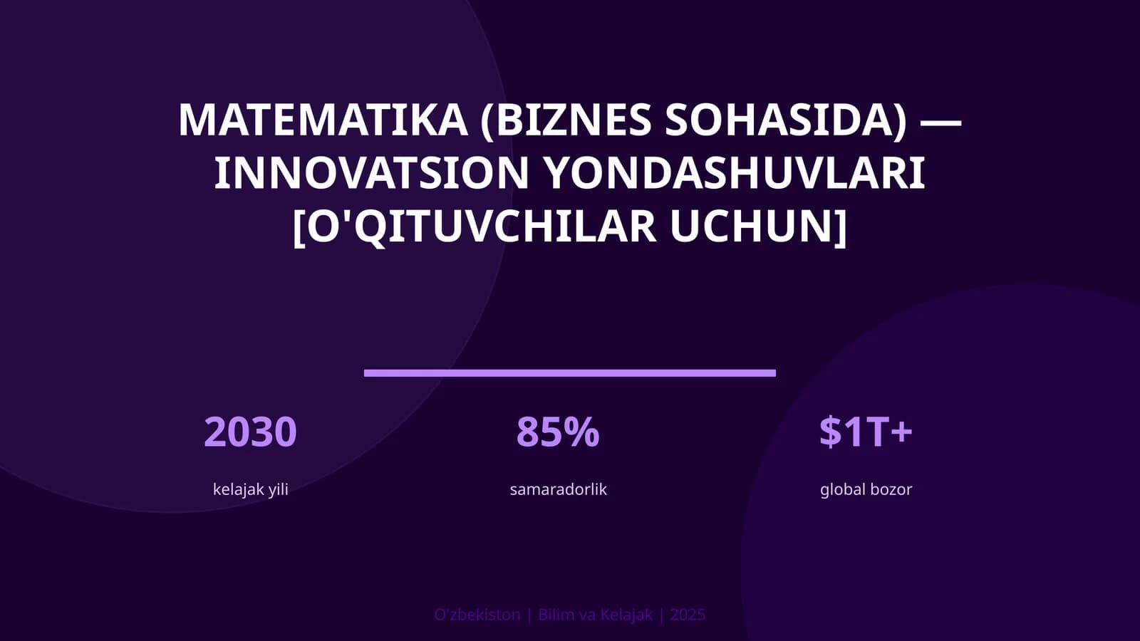 Matematika (biznes sohasida) — innovatsion yondashuvlari [o'qituvchilar uchun]