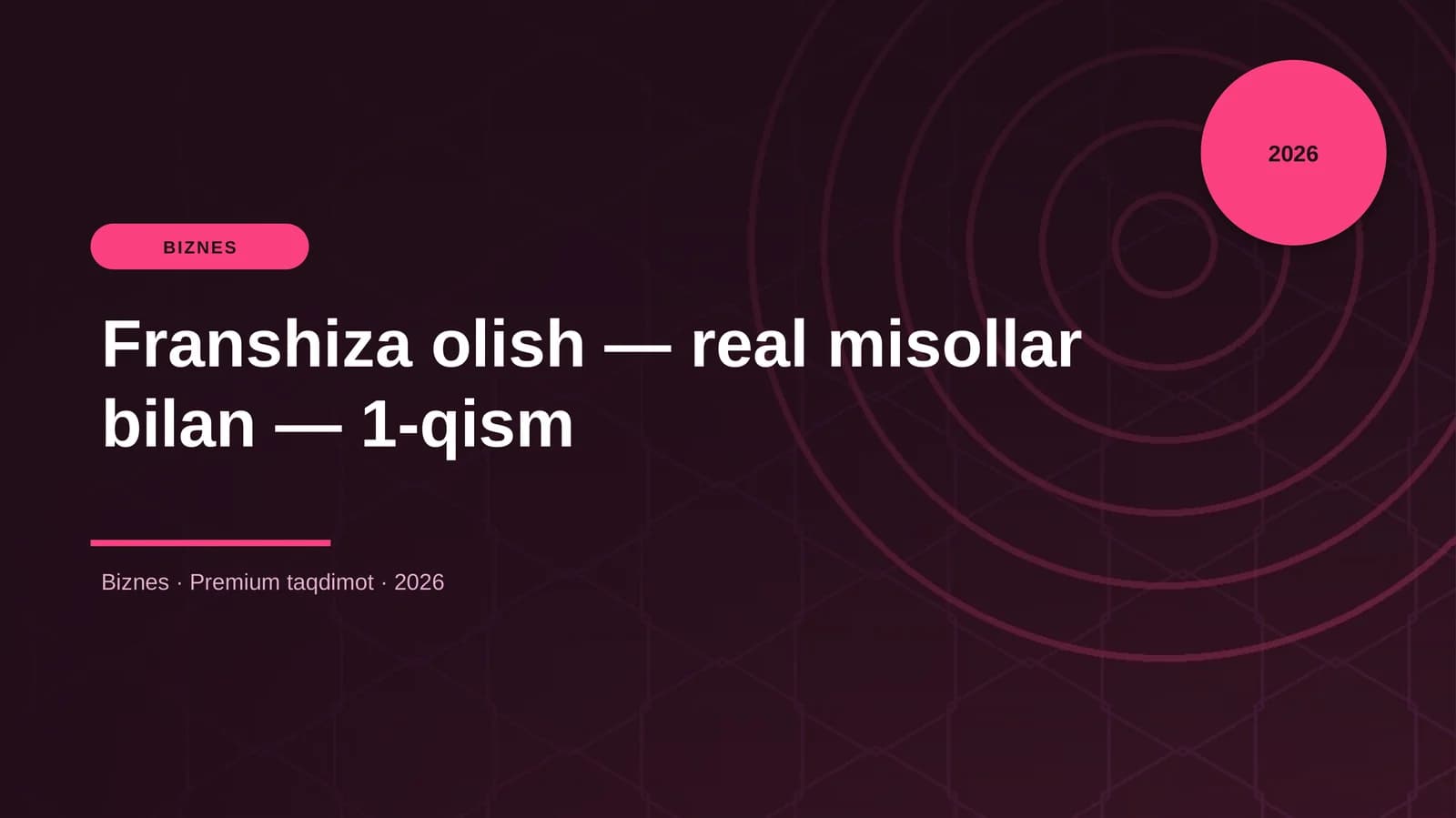 Franshiza olish — real misollar bilan — 1-qism