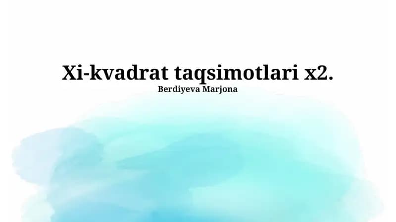 χ² Taqsimotlari