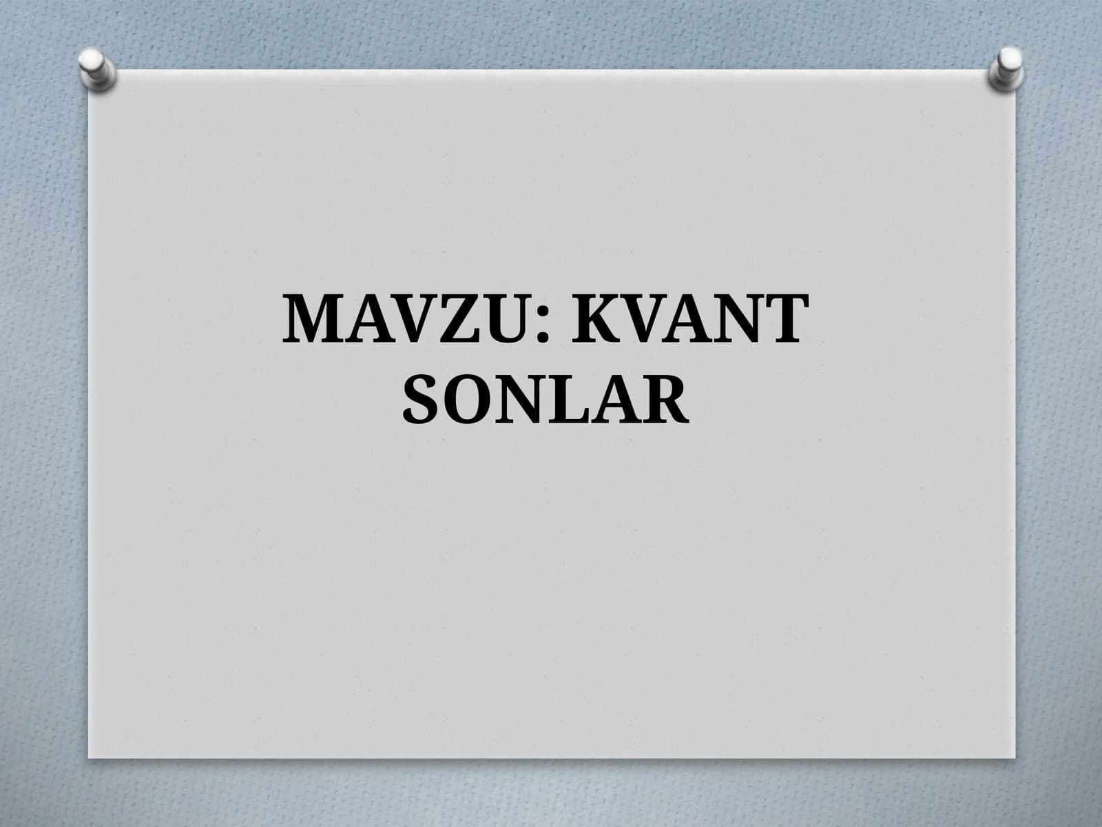 KVANT SONLAR