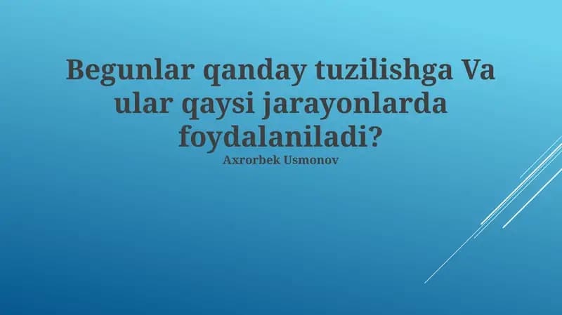Oqsillar tuzilishi va ularning ishlatilishi