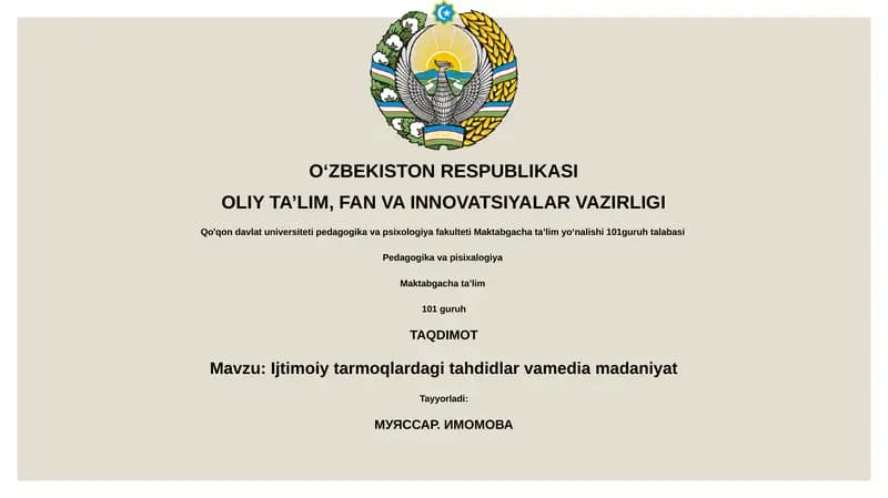 Ijtimoiy tarmoqlardagi tahdidlar vamedia madaniyat