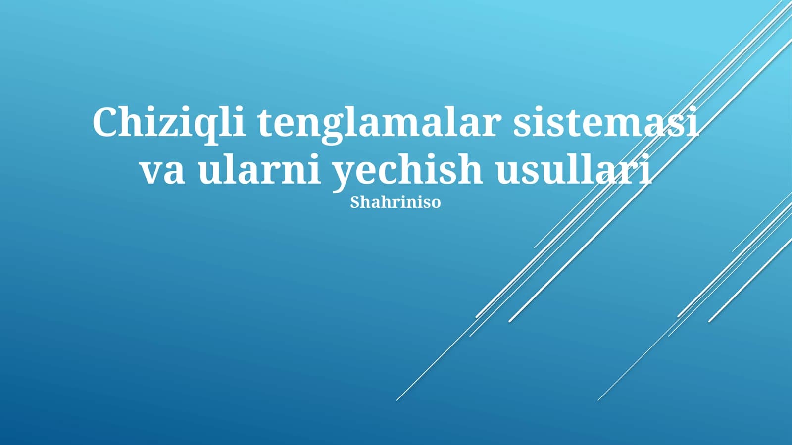 Chiziqli tenglamalar sistemasi va ularni yechish usullari