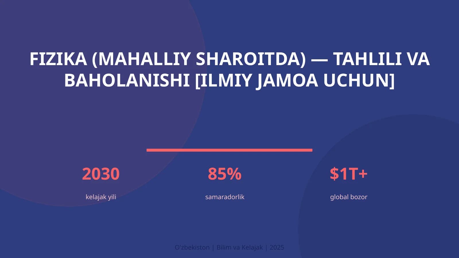 FIZIKA (MAHALLIY SHAROITDA) — TAHLILI VA BAHOLANISHI [ILMIY JAMOA UCHUN]