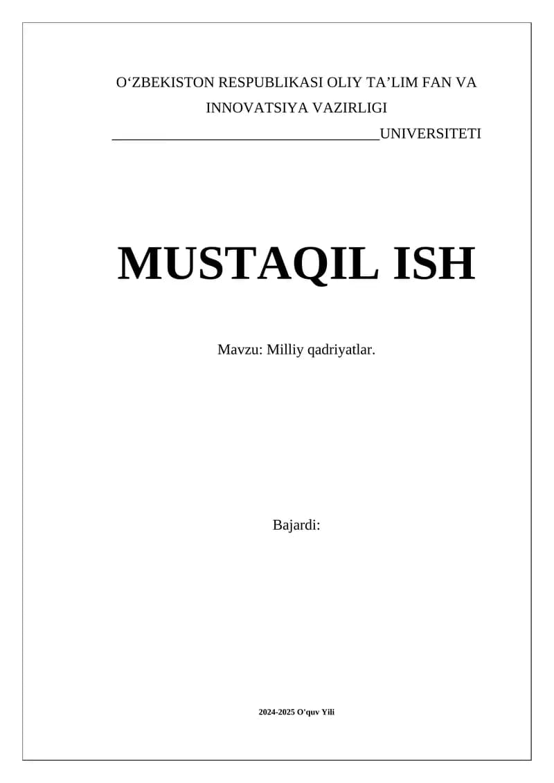 Milliy qadriyatlar