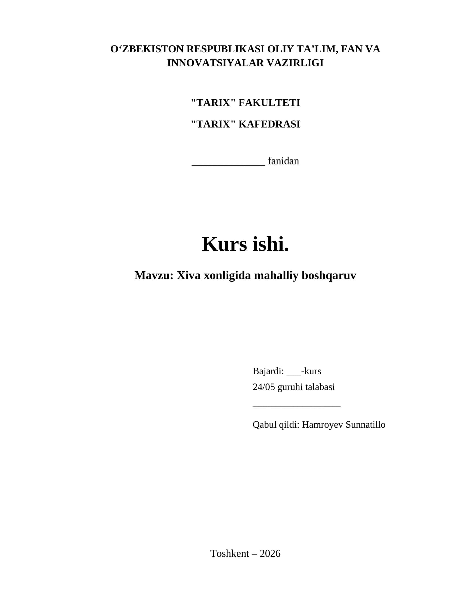 Xiva xonligida mahalliy boshqaruv