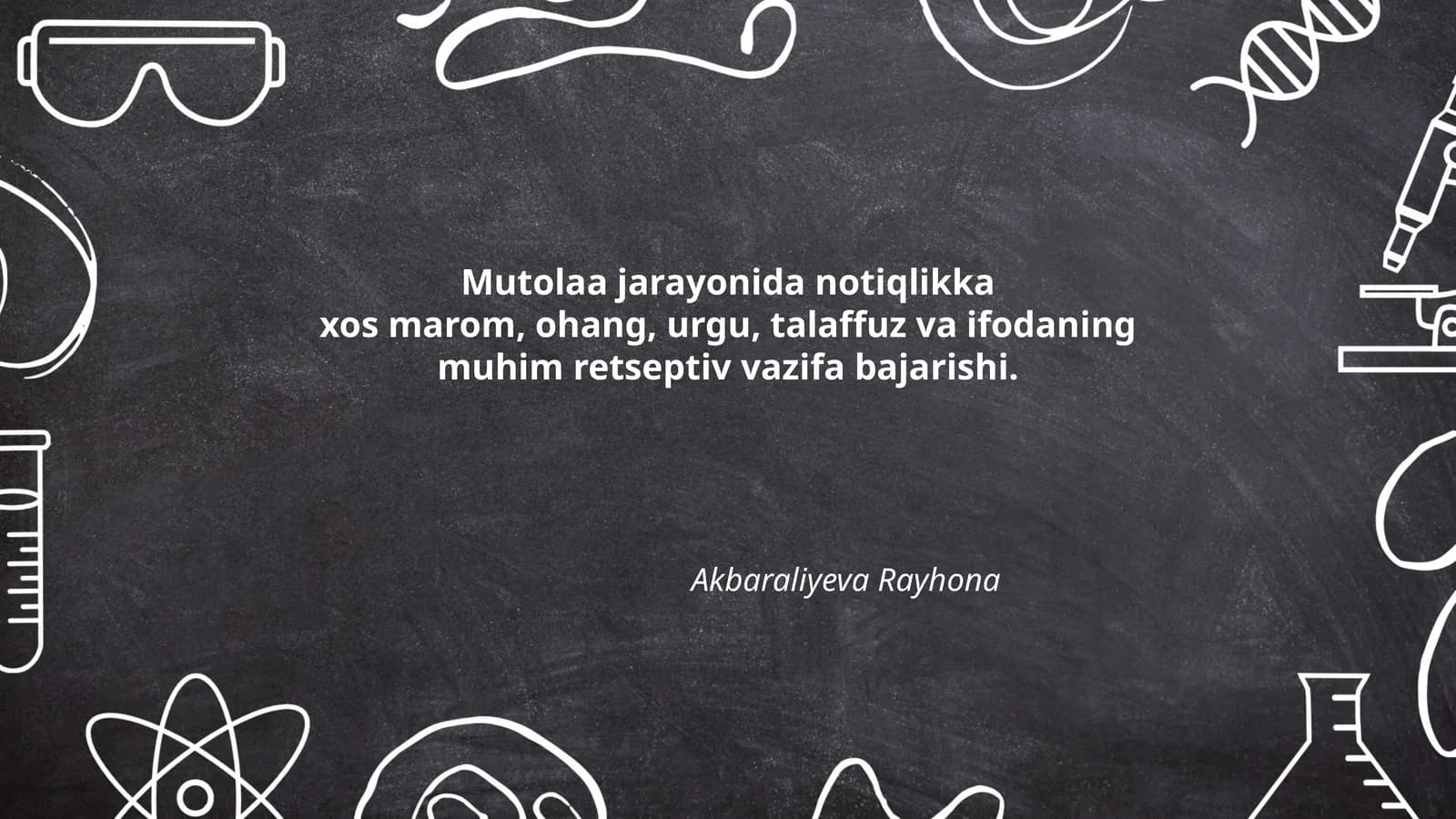 Mutolaa jarayonida notiqlikka xos marom, ohang, urgu, talaffuz va ifodaning muhim retseptiv vazifa bajarishi