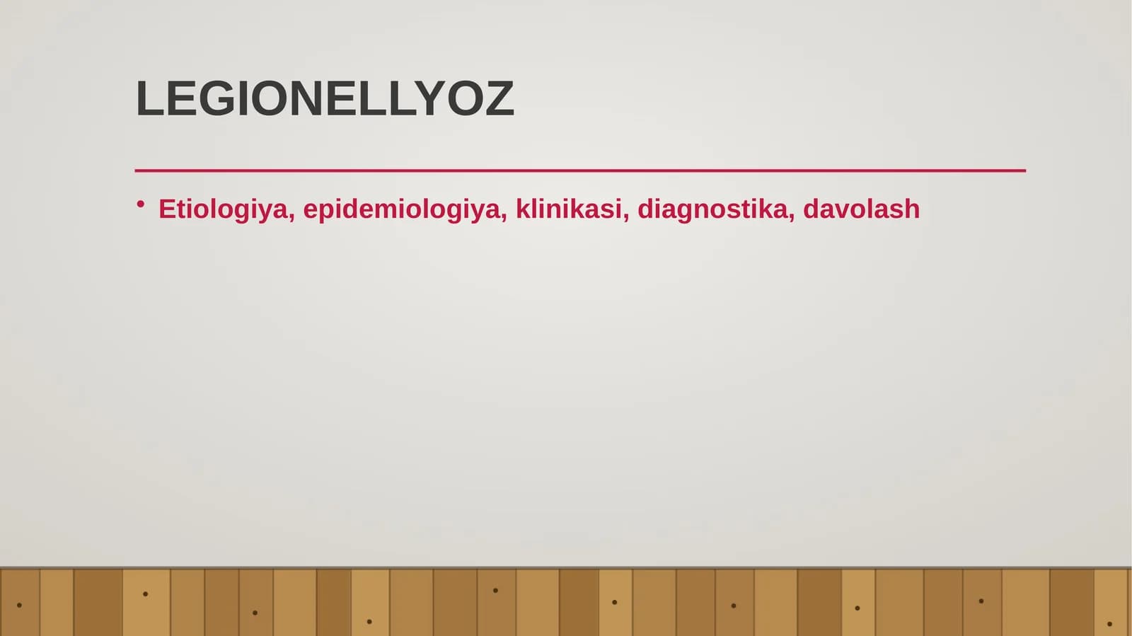 LEGIONELLYOZ (Etiologiya, epidemiologiya, klinikasi, diagnostika, davolash)