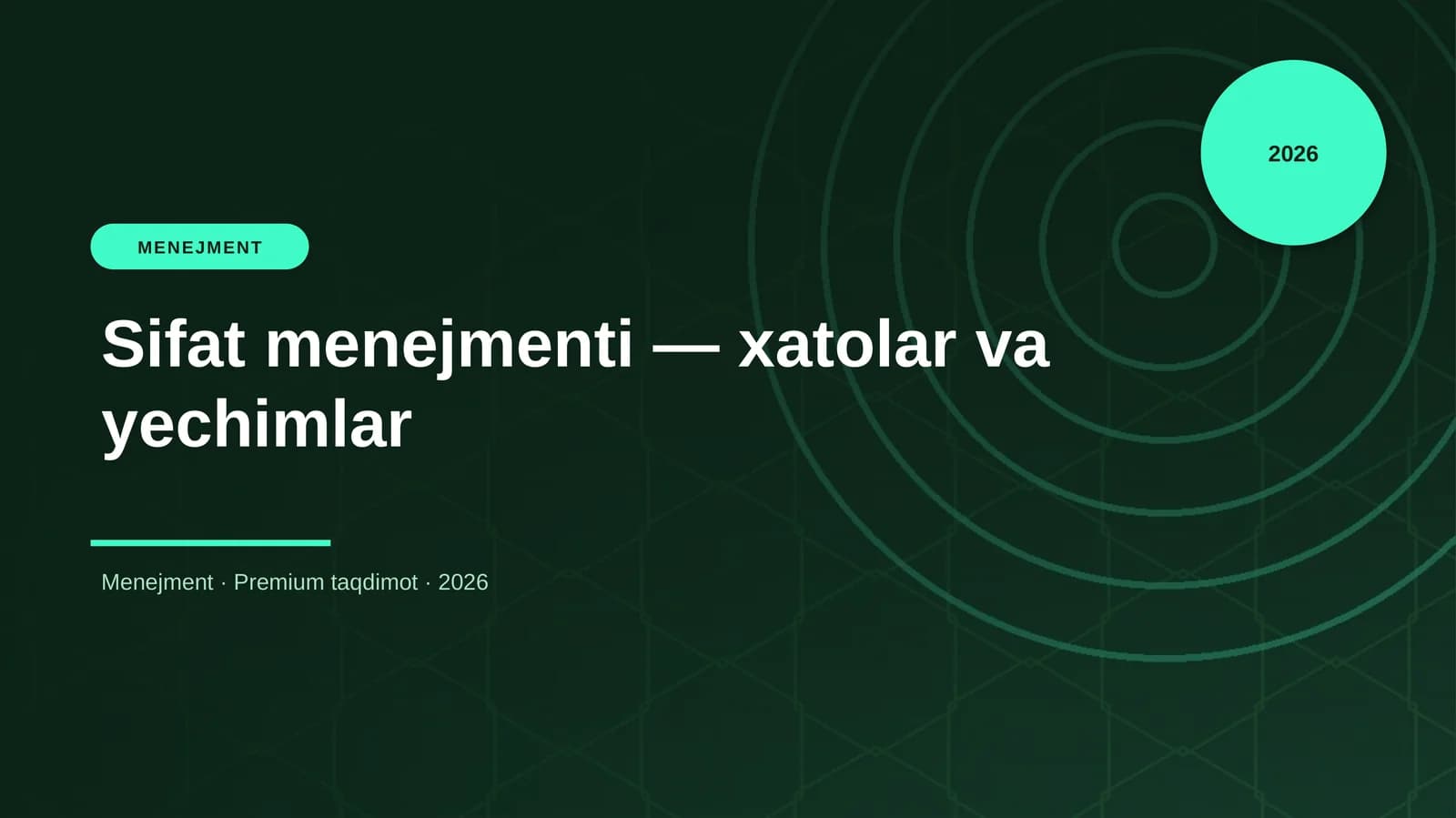 Sifat menejmenti — xatolar va yechimlar