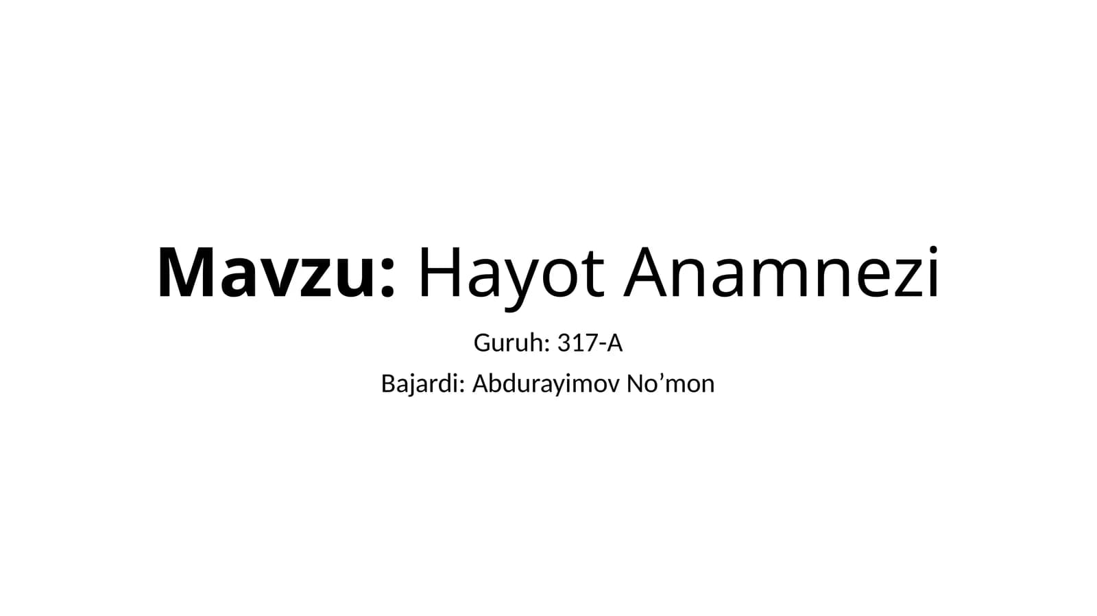 HayotAnamnezi