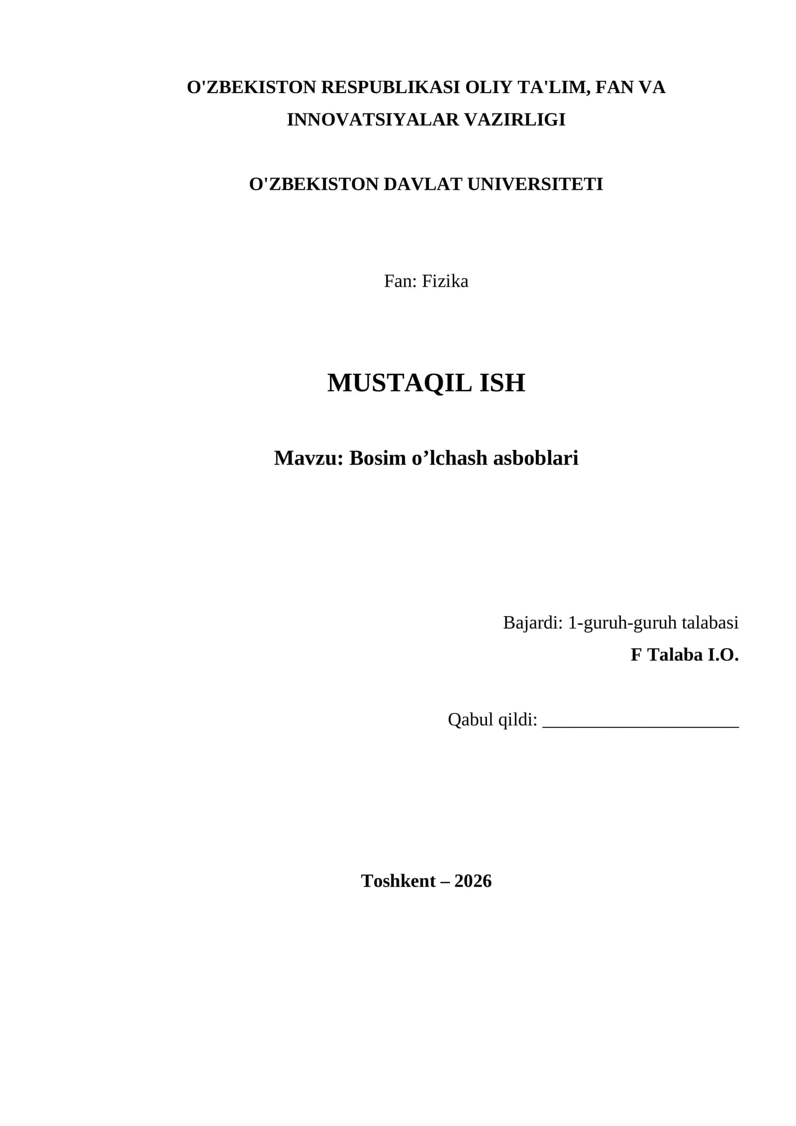 Bosim o’lchash asboblari