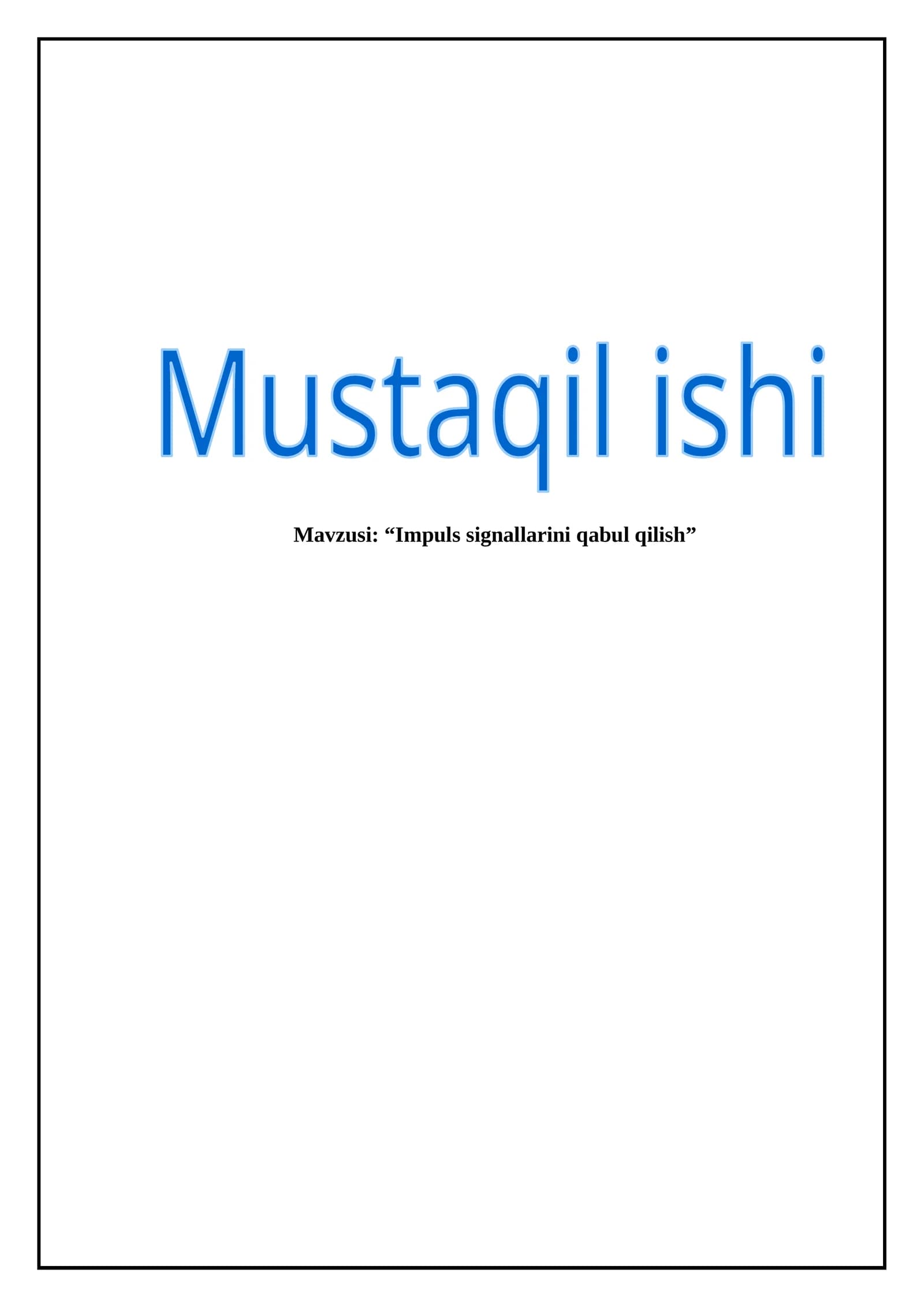 Impuls signallarini qabul qilish