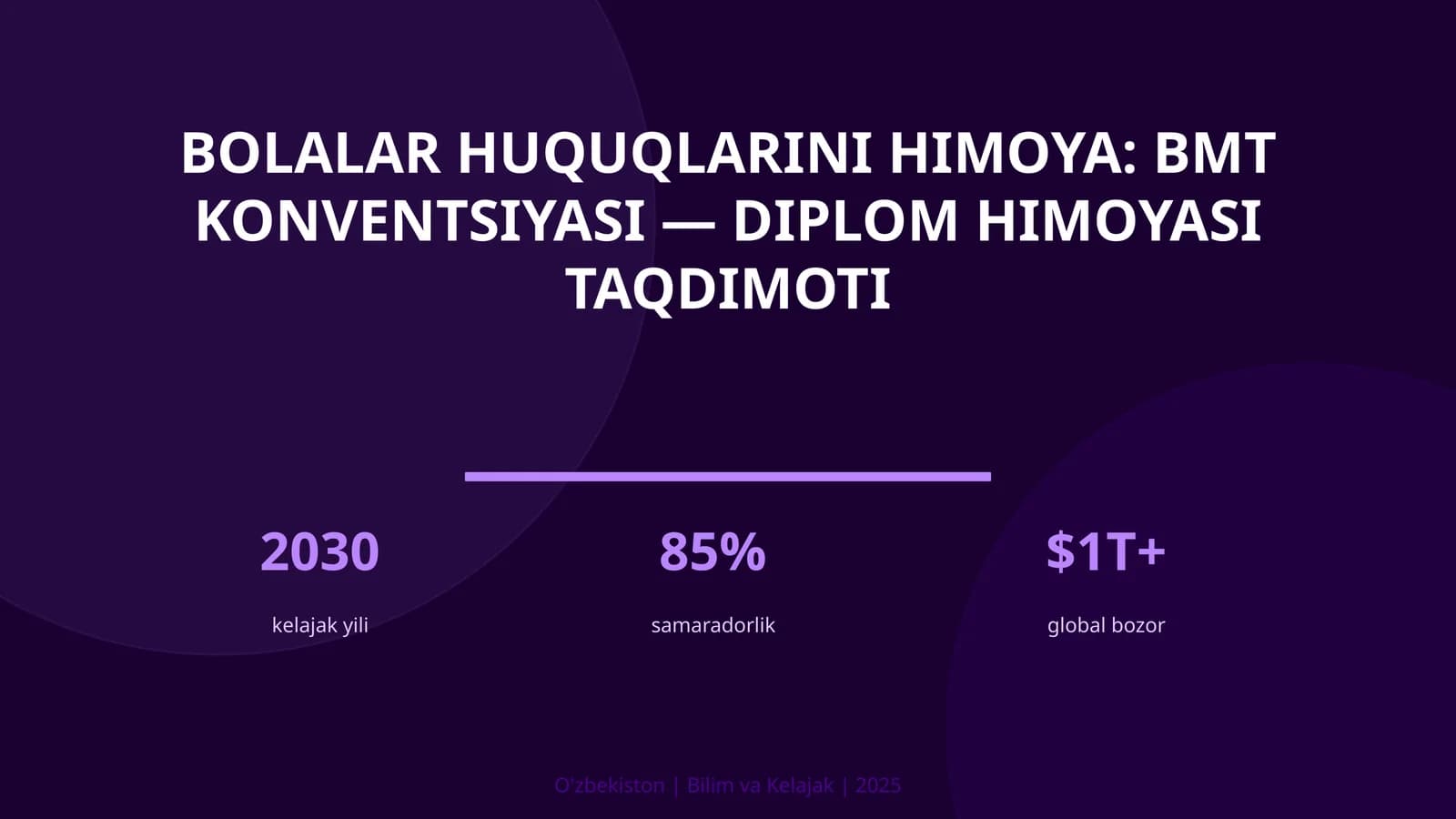 Bolalar huquqlarini himoya: BMT konventsiyasi — diplom himoyasi taqdimoti