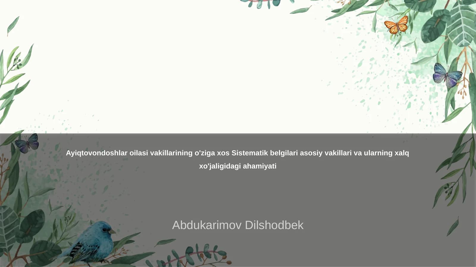 Ayiqtovondoshlar oilasining o'ziga xos belgilari va xalq xo'jaligi