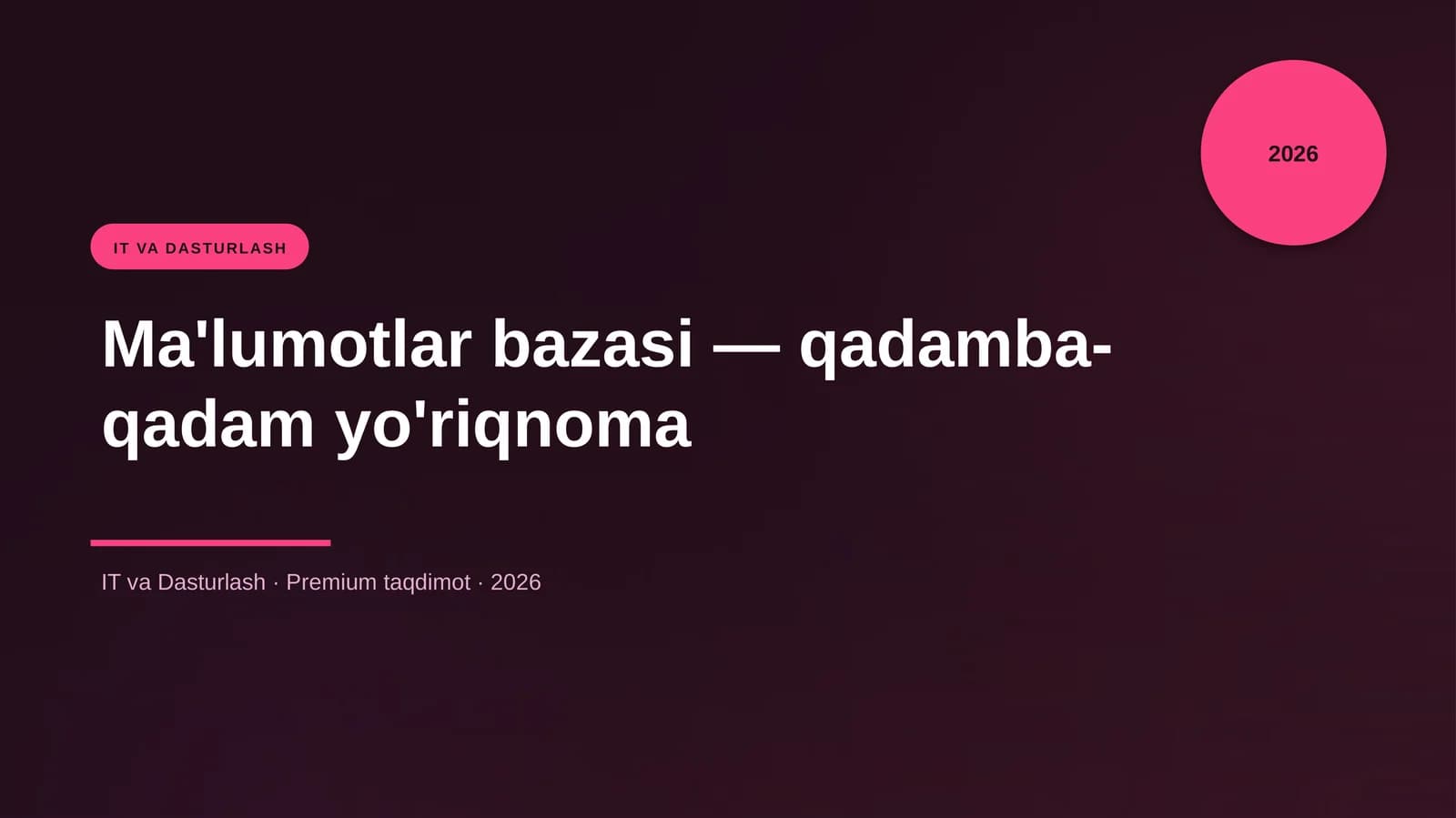 Ma'lumotlar bazasi — qadamba-qadam yo'riqnoma