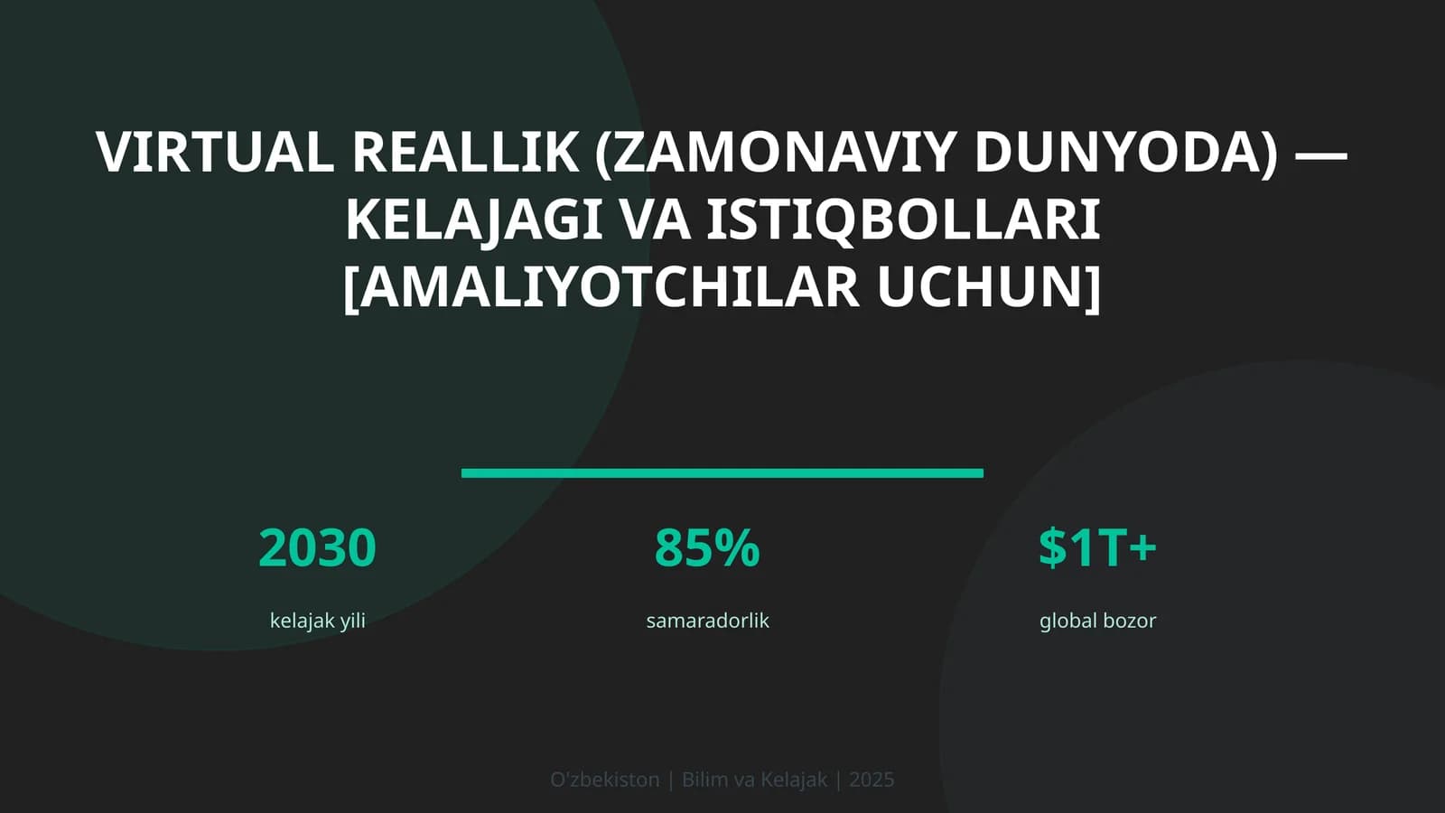 Virtual reallik (zamonaviy dunyoda) — kelajagi va istiqbollari [amaliyotchilar uchun]
