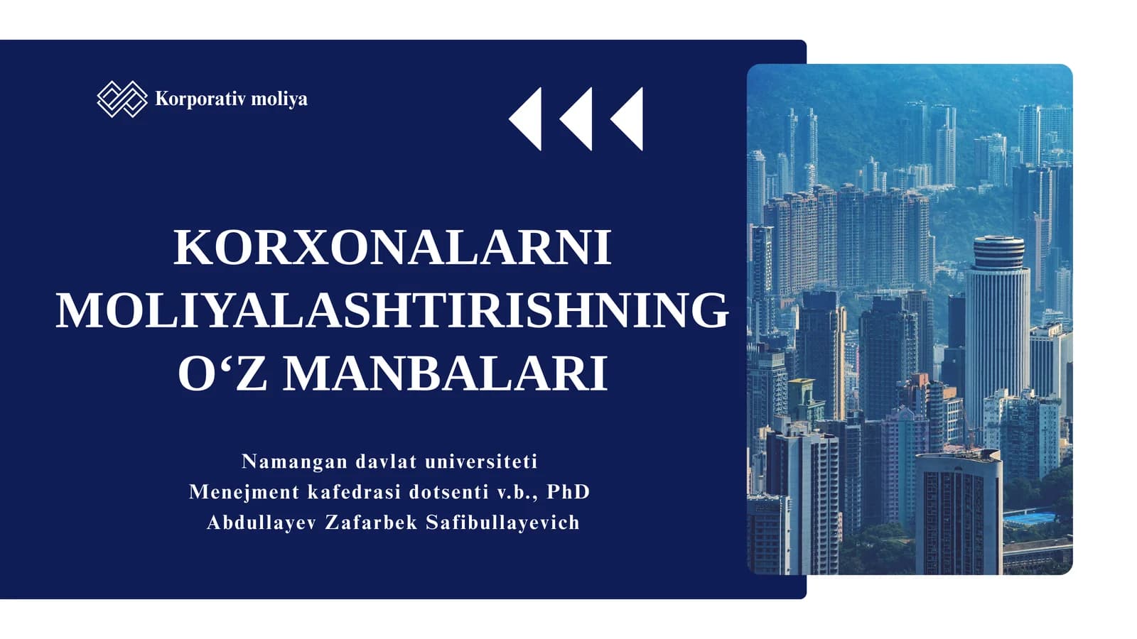 KORXONALARNI MOLIYALASHTIRISHNING O‘Z MANBALARI