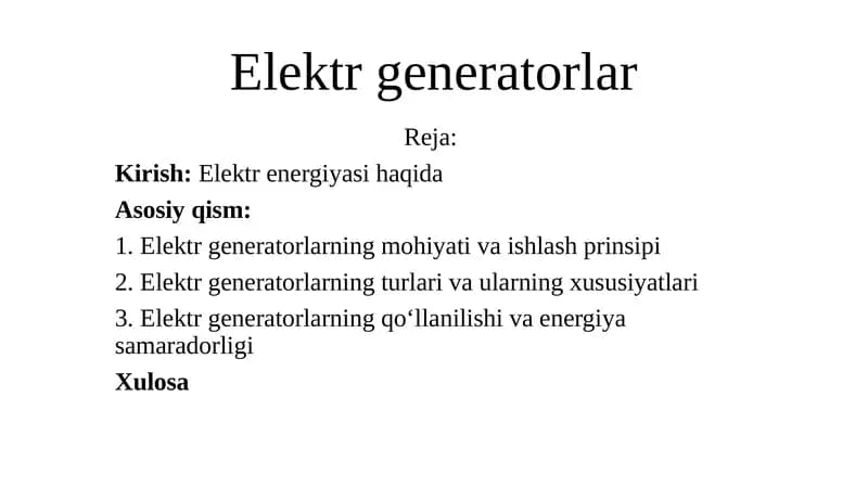 Elektr generatorlar