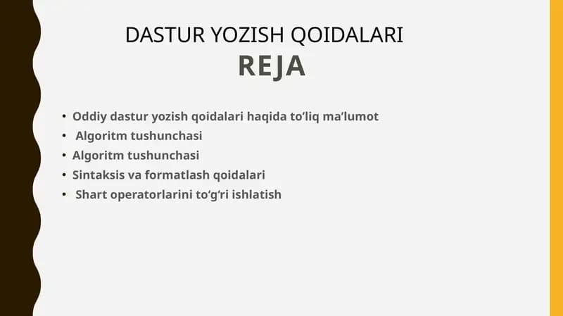 Dastur yozish qoidalari