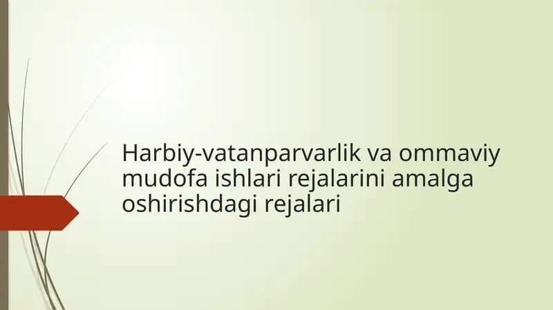 Harbiy-vatanparvarlik va ommaviy mudofa ishlari rejalarini amalga oshirishdagi rejalari