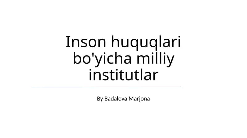 Inson Huquqlari Bo'yicha Milliy Institutlar