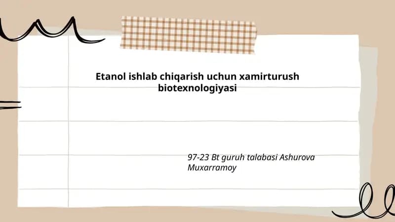 Etanol ishlab chiqarish uchun xamirturush biotexnologiyasi