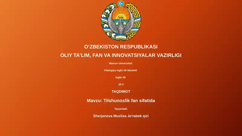 Tilshunoslik fan sifatida