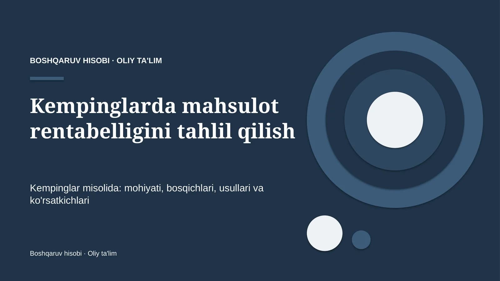 Kempinglarda mahsulot rentabelligini tahlil qilish