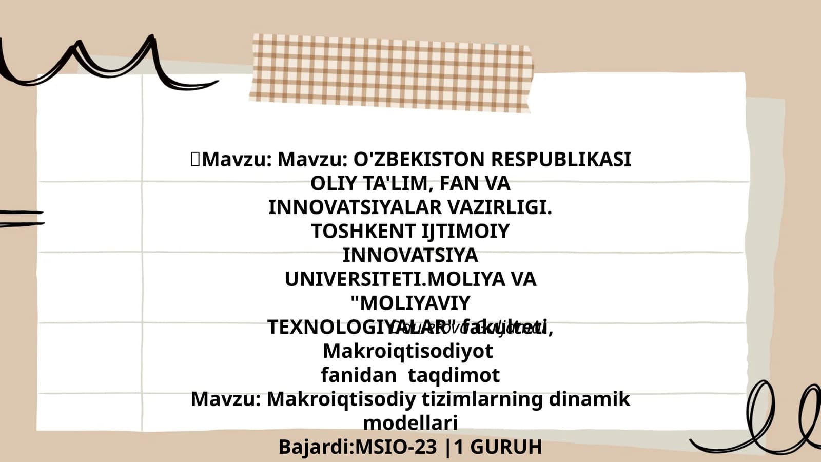 Makroiqtisodiy tizimlarning dinamik modellari