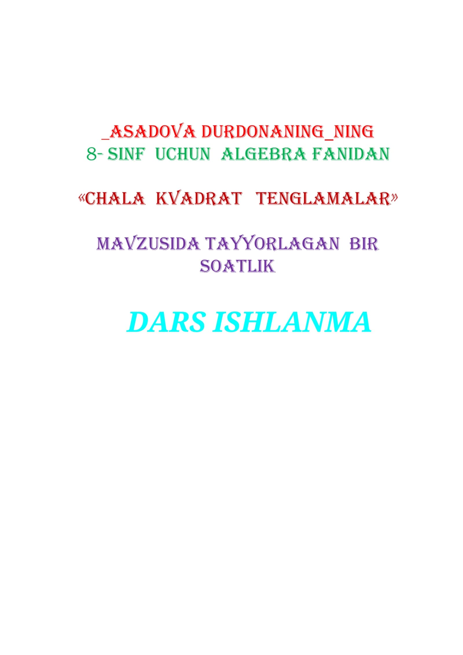 DARS ISHLANMA