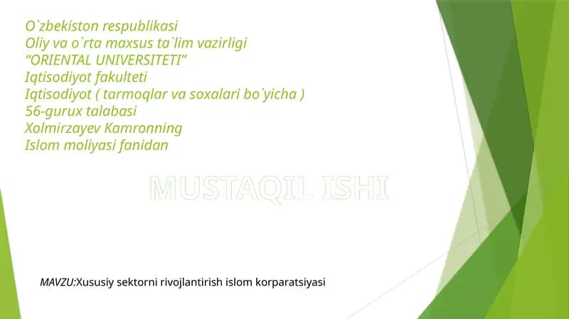 Xususiy sektor ni rivojlantirish Islom korporatsiyasi