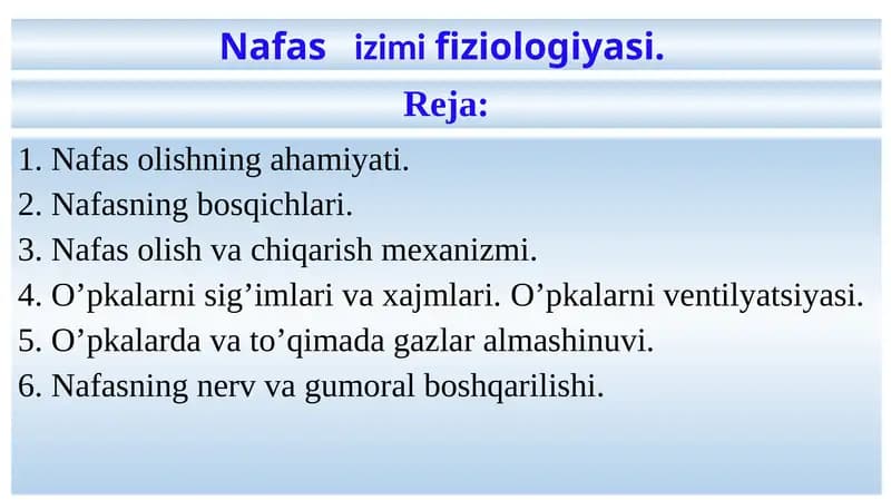 Nafas olishning ahamiyati