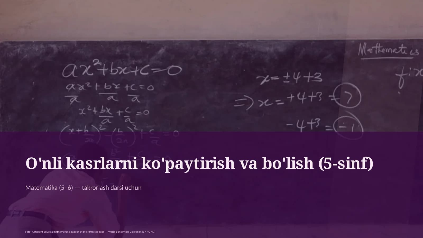 O'nli kasrlarni ko'paytirish va bo'lish (5-sinf)