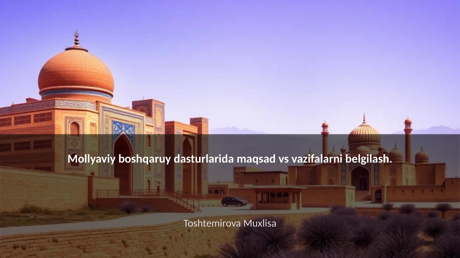 Mollyaviy boshqaruv dasturlarida maqsad vs vazifalarni belgilash