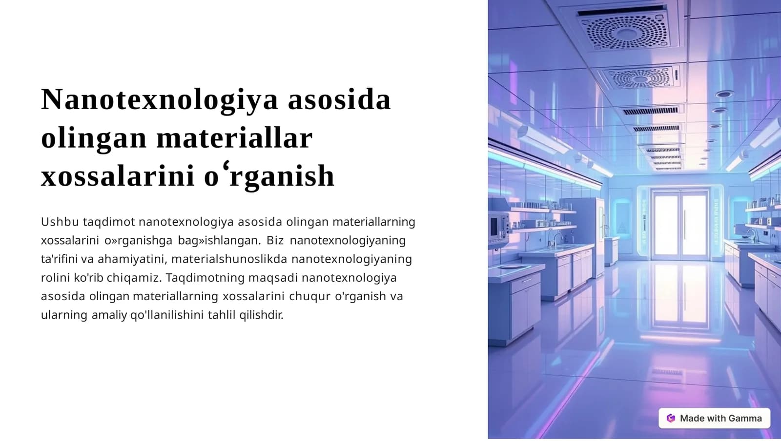 Nanotexnologiya asosida olingan materiallar xossalarini organish